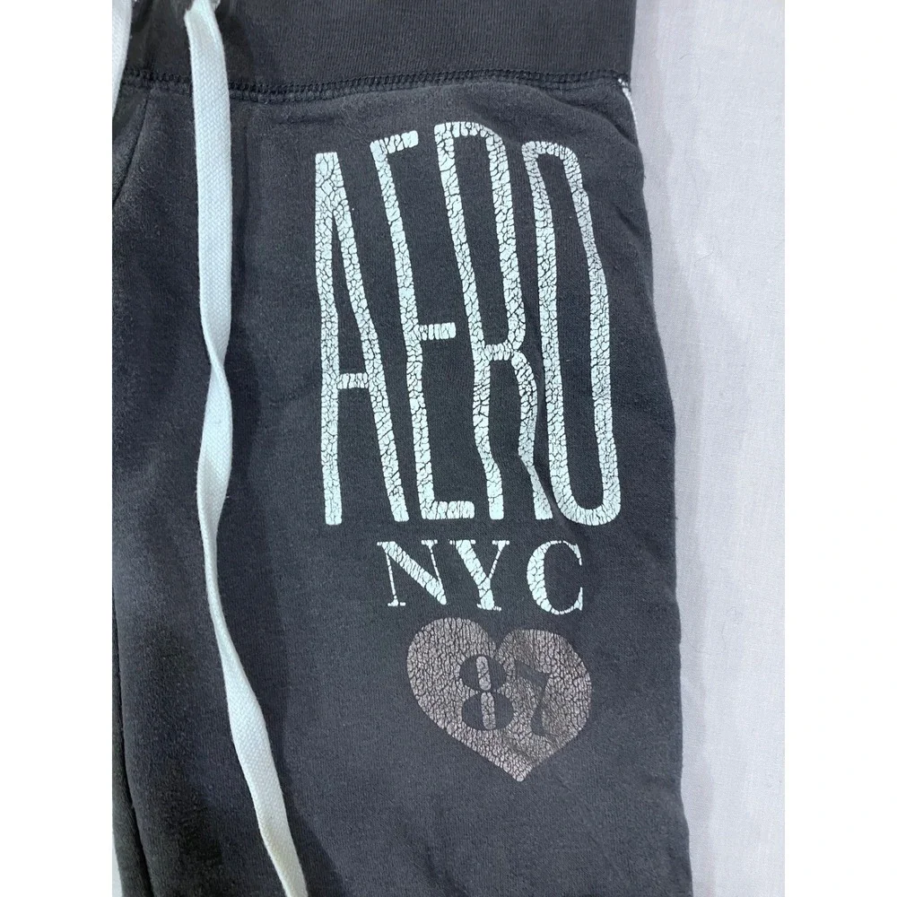 Aeropostale Aero NYC Heart Graphic Sweatpants Womens XS Charcoal‎ Grey Joggers